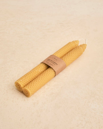 Kit de Velas Castiçal de Cera de Abelha set c/ 2 pçs